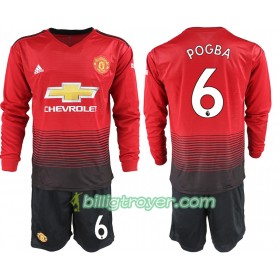 Billige Fotballdrakter Manchester United POGBA 6 Barn Hjemmedraktsett 2018/19 Langermet